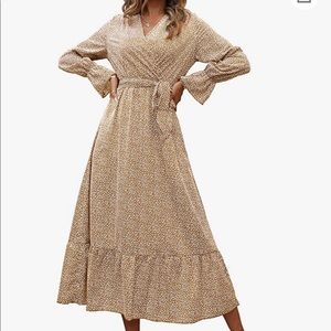 Amazon brown leopard flowy summer dress size M NWT